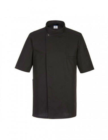Surrey short sleeve chef jacket black Portwest