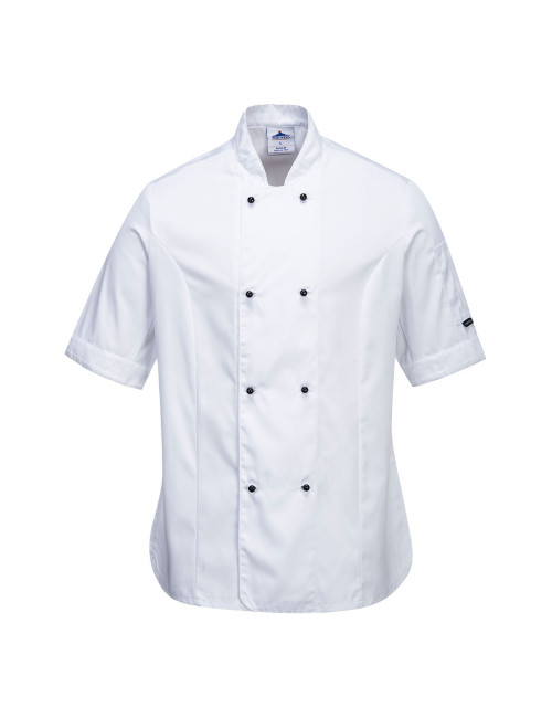 Rachel short sleeve chef sweatshirt white Portwest