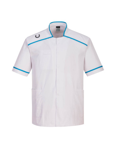 Men`s medical tunic white/teal Portwest