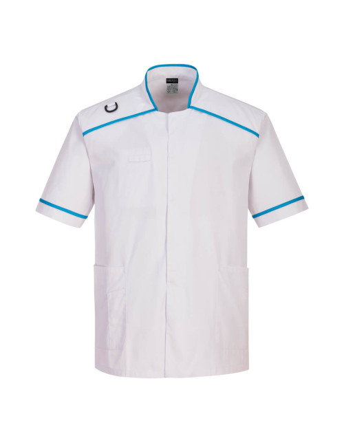 Men`s medical tunic white/teal Portwest