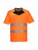2Dx3 Kurzarm-Warn-T-Shirt Orange/Schwarz Portwest