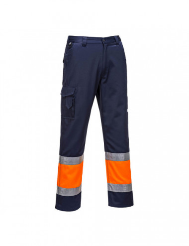 Spodnie bojówki dwukolorowe z elementem odblaskowym pomarańczowo/granatowy Portwest