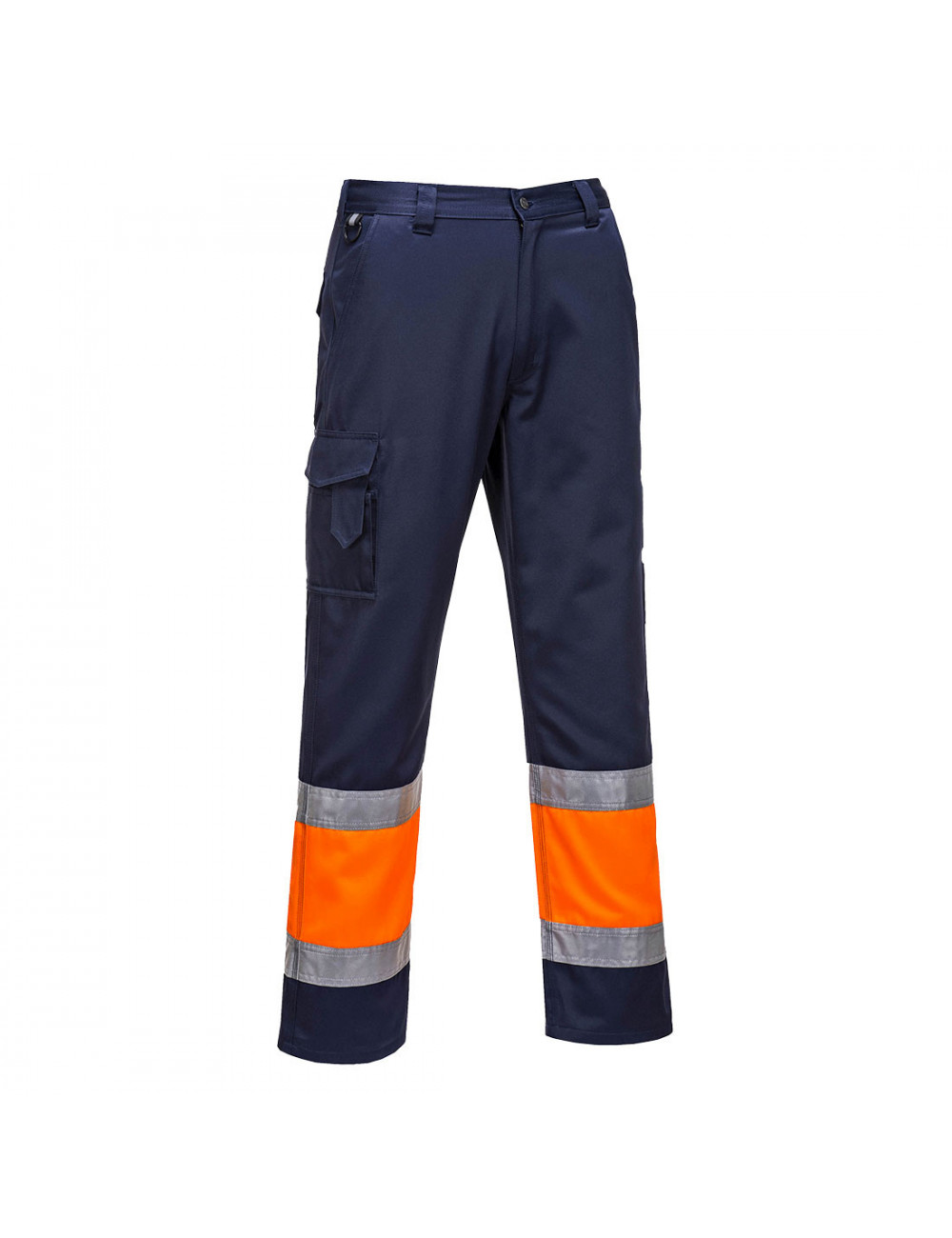 Spodnie bojówki dwukolorowe z elementem odblaskowym pomarańczowo/granatowy Portwest