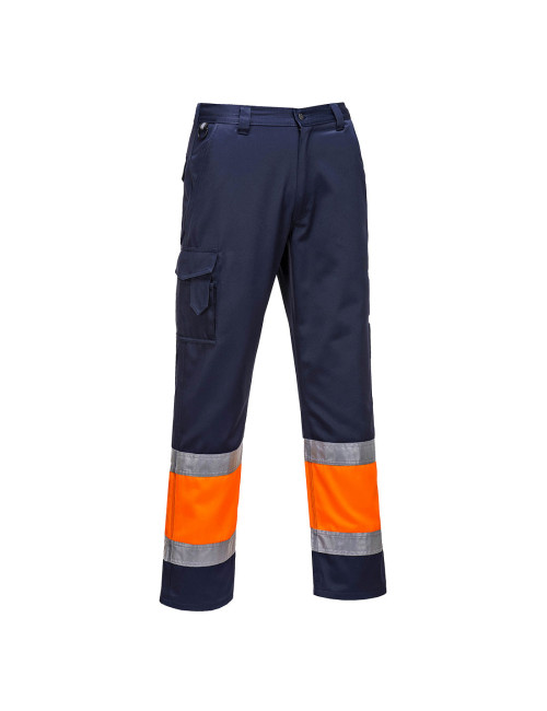 Reflective two tone cargo trousers orange/navy Portwest