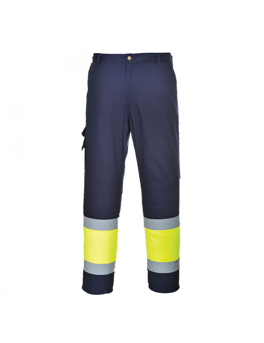 Spodnie bojówki dwukolorowe z elementem odblaskowym żółto/granatowy Portwest