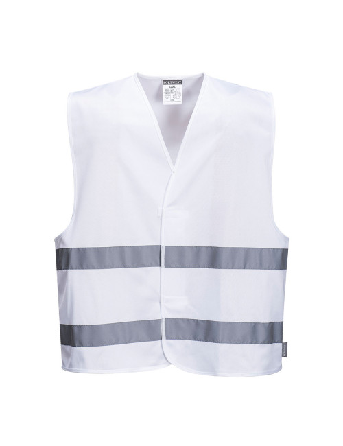 "White Iona Vest by Portwest: High-Visibility, Comfortable, Ideal for