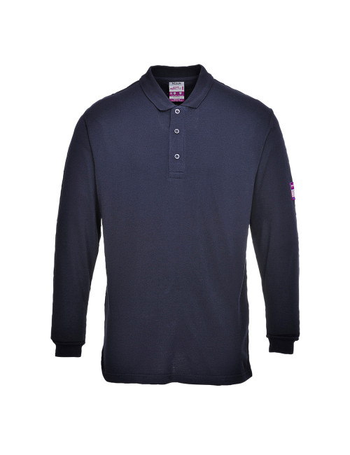 Long sleeve flame retardant anti static polo navy Portwest