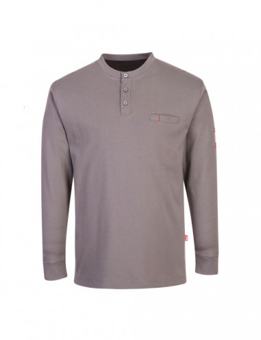 Henley long sleeve t-shirt flame retardant and antistatic gray Portwest