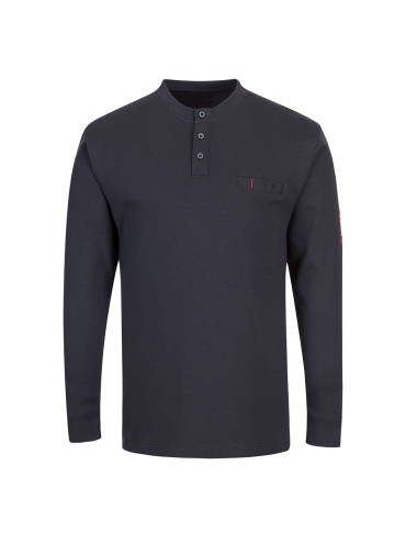 Henley long sleeve t-shirt flame retardant and antistatic navy Portwest