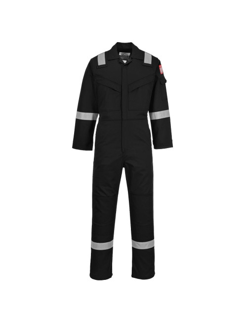 Flame retardant anti static coverall 350g black Portwest