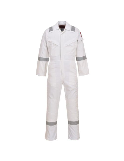 Flame retardant anti static coverall 350g white Portwest
