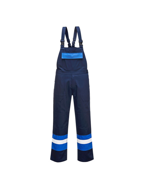 Bizflame plus two-tone dungarees navy/royal Portwest