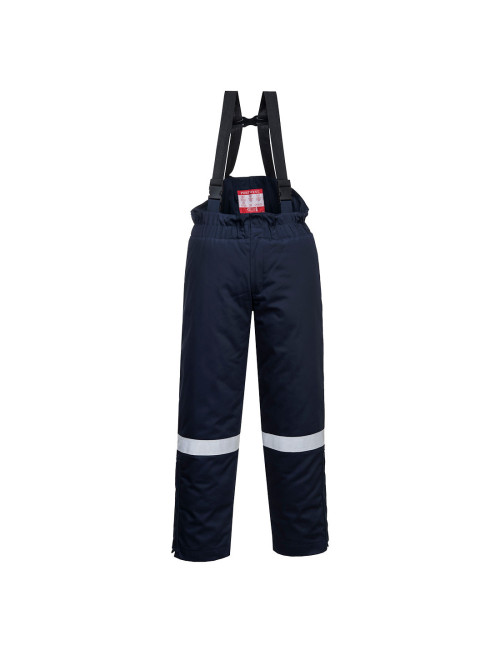 Winter flame resistant antistatic bib trousers navy Portwest