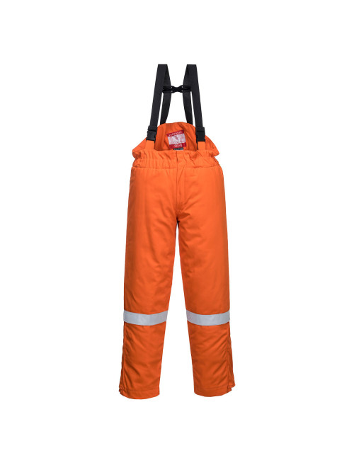 Flame retardant static winter bib trousers orange Portwest