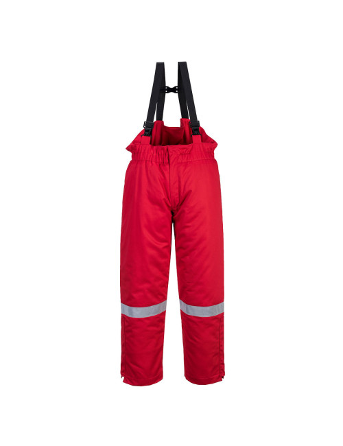 Rote, flammhemmende und antistatische Winter-Latzhose von Portwest