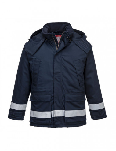 Flame retardant anti static winter jacket navy Portwest