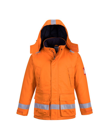 Flame retardant anti static winter jacket orange Portwest