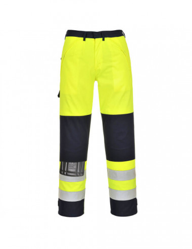 Spodnie ostrzegawcze trudnopalne multi-norm żółto/granatowy Portwest