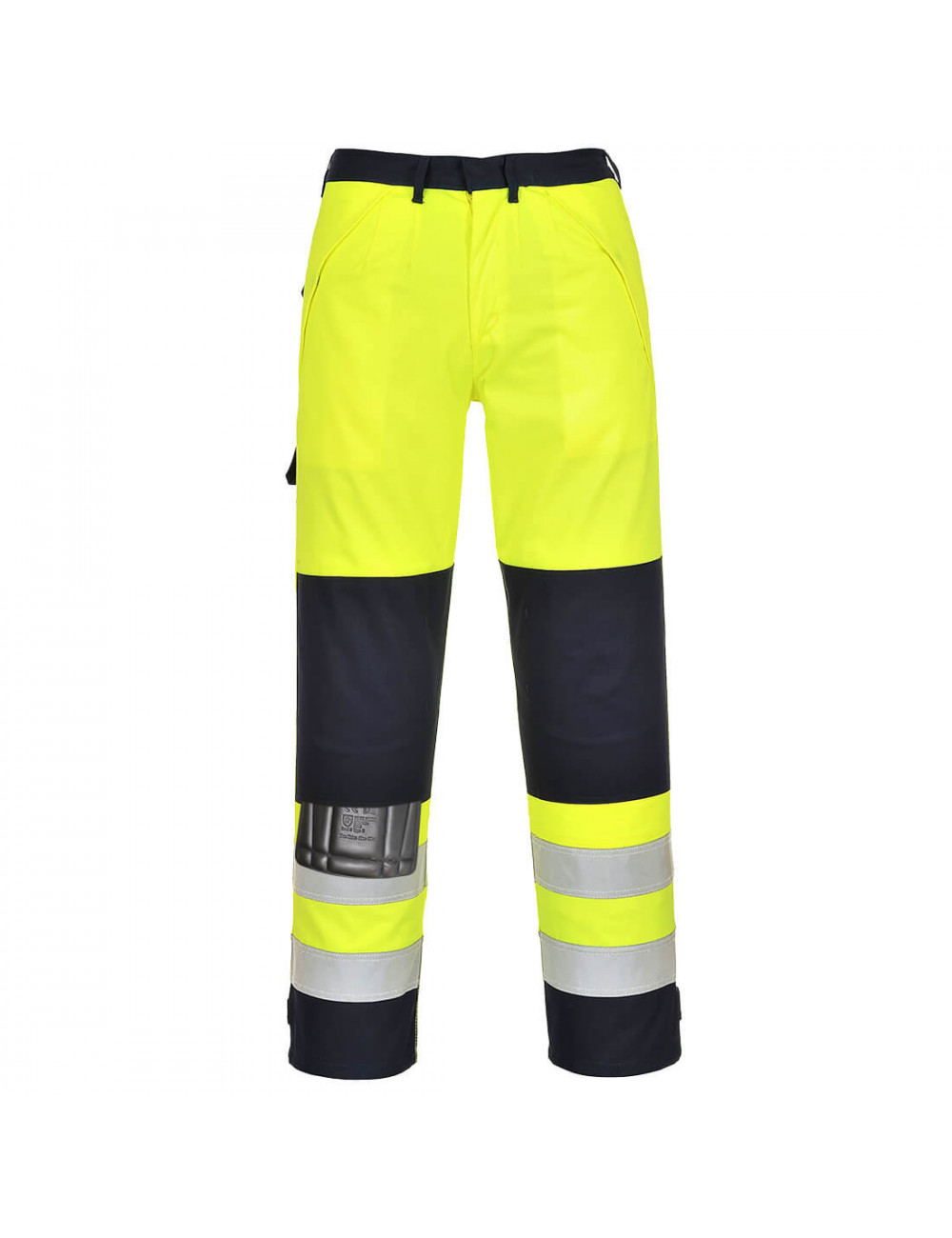 Spodnie ostrzegawcze trudnopalne multi-norm żółto/granatowy Portwest