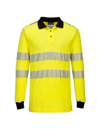 Flame resistant hi-vis polo yellow/black Portwest