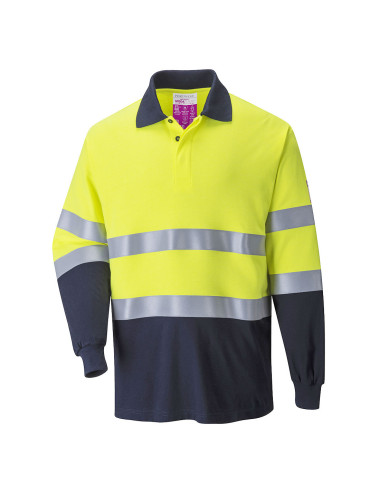 Zweifarbiges flammhemmendes und antistatisches Poloshirt, gelb/marineblau Portwest