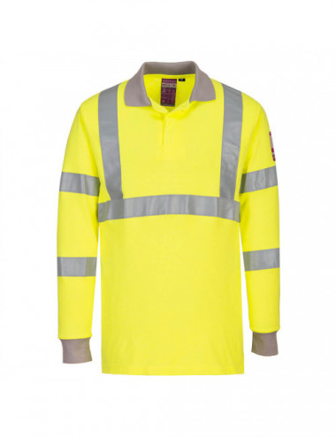 Hi-vis, flame retardant, anti static long sleeve polo shirt yellow Portwest