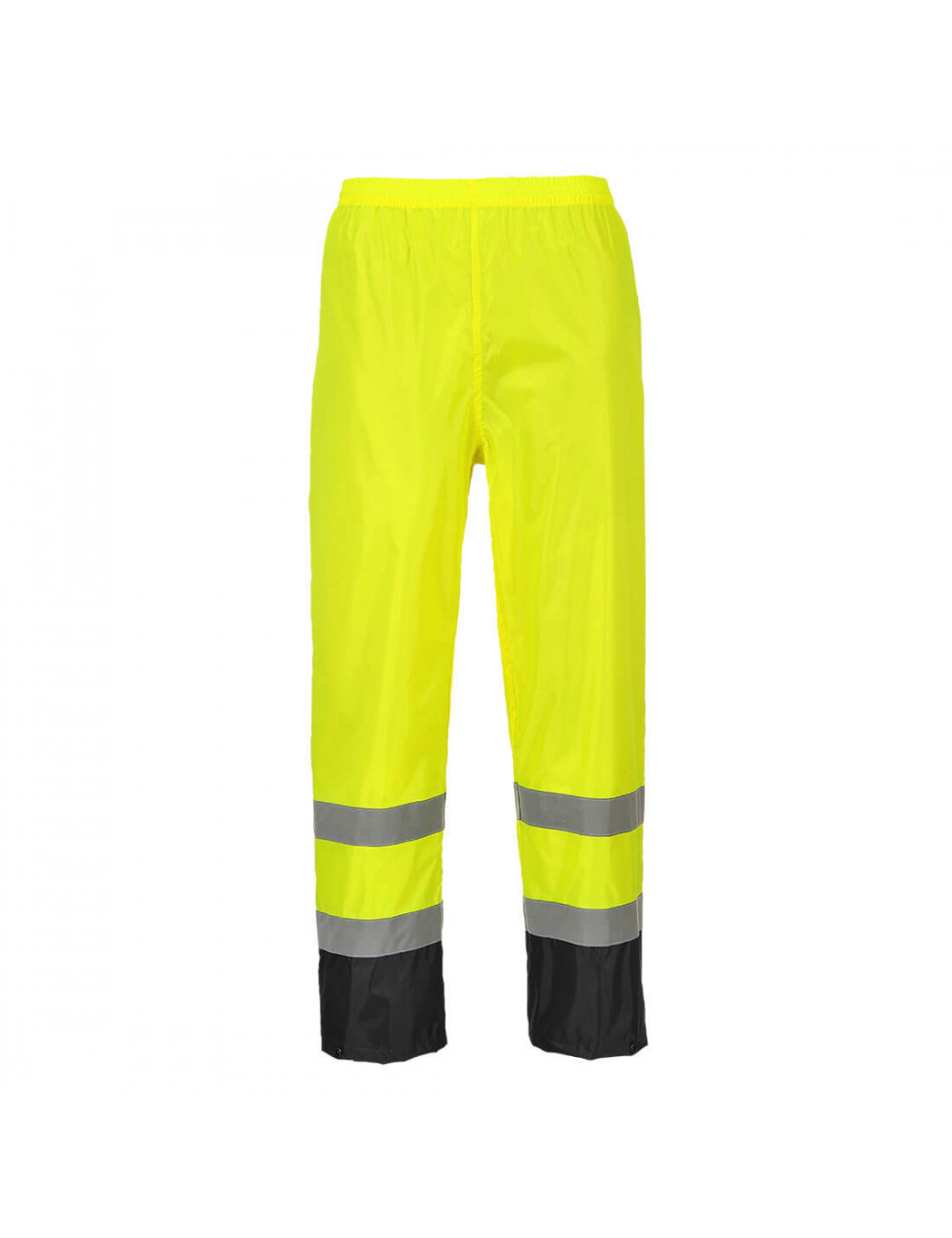 Klasyczne spodnie przeciwdeszczowe, ostrzegawcze i kontrastowe żółto/czarny Portwest