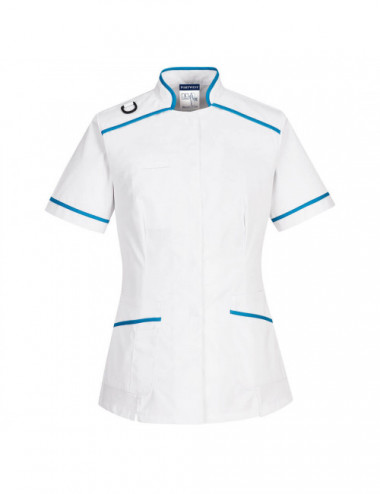 Medical tunic white/teal Portwest