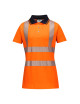 Portwest Damen-Poloshirt mit hoher Sichtbarkeit, Orange/Schwarz