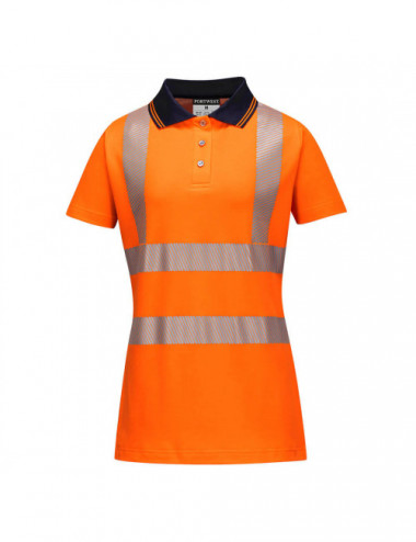 Portwest Damen-Poloshirt mit hoher Sichtbarkeit, Orange/Schwarz