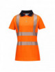 Portwest Damen-Poloshirt mit hoher Sichtbarkeit, Orange/Schwarz