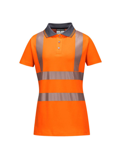 Damen-Poloshirt mit hoher Sichtbarkeit, orange/grau, Portwest