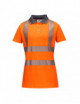 Damen-Poloshirt mit hoher Sichtbarkeit, orange/grau, Portwest