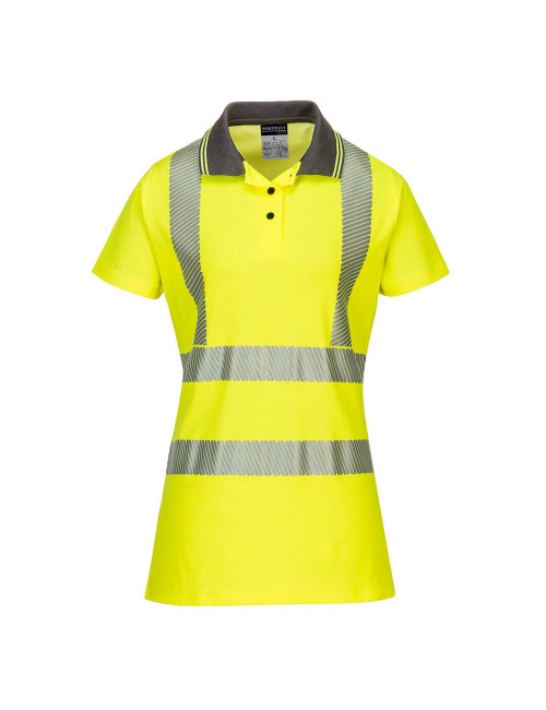 Damen-Poloshirt mit hoher Sichtbarkeit, gelb/grau, Portwest