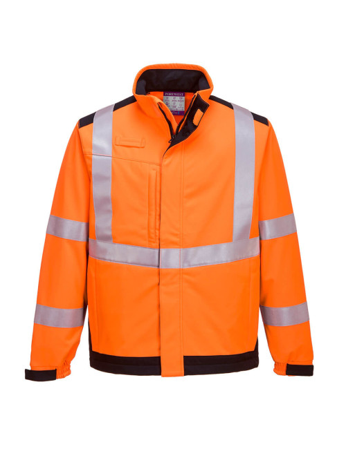 Softshell modaflame multi norm arc orange/navy Portwest