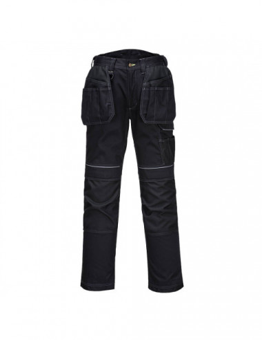 Pw3 stretch work trousers with holster pockets black Portwest