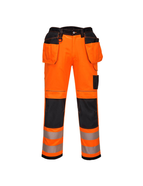 Pw3 stretch hi-vis trousers orange/black Portwest