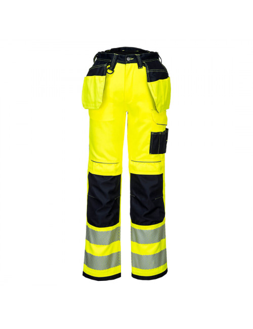 Spodnie ostrzegawcze pw3 stretch z kieszeniami kaburowymi żółto/czarny Portwest