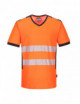2T-shirt ostrzegawczy pw3 z dekoltem w szpic pomarańczowo/czarny Portwest