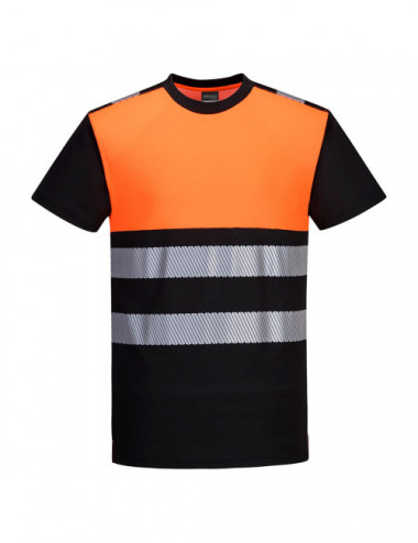 PW3 Klasse 1 Warn-T-Shirt schwarz/orange Portwest