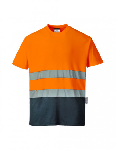 Zweifarbiges Warn-Komfort-T-Shirt aus Baumwolle, Orange/Marineblau, Portwest