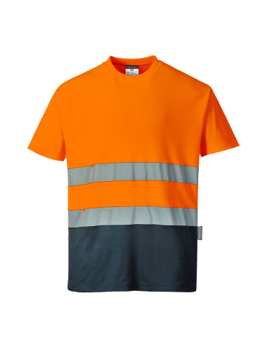 Zweifarbiges Warn-Komfort-T-Shirt aus Baumwolle, Orange/Marineblau, Portwest