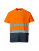 T-shirt dwukolorowy ostrzegawczy cotton comfort pomarańczowo/granatowy Portwest