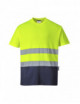 2T-shirt dwukolorowy ostrzegawczy cotton comfort żółto/granatowy Portwest