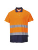 Two tone cotton comfort polo shirt orange/navy Portwest