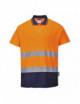2Zweifarbiges Komfort-Poloshirt aus Baumwolle, Orange/Marineblau, Portwest