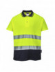 2Zweifarbiges Komfort-Poloshirt aus Baumwolle, Gelb/Marineblau, Portwest