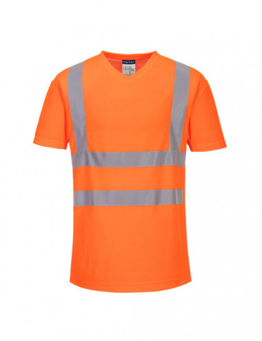 T-Shirt mit V-Ausschnitt und Netzeinsätzen, orange Portwest