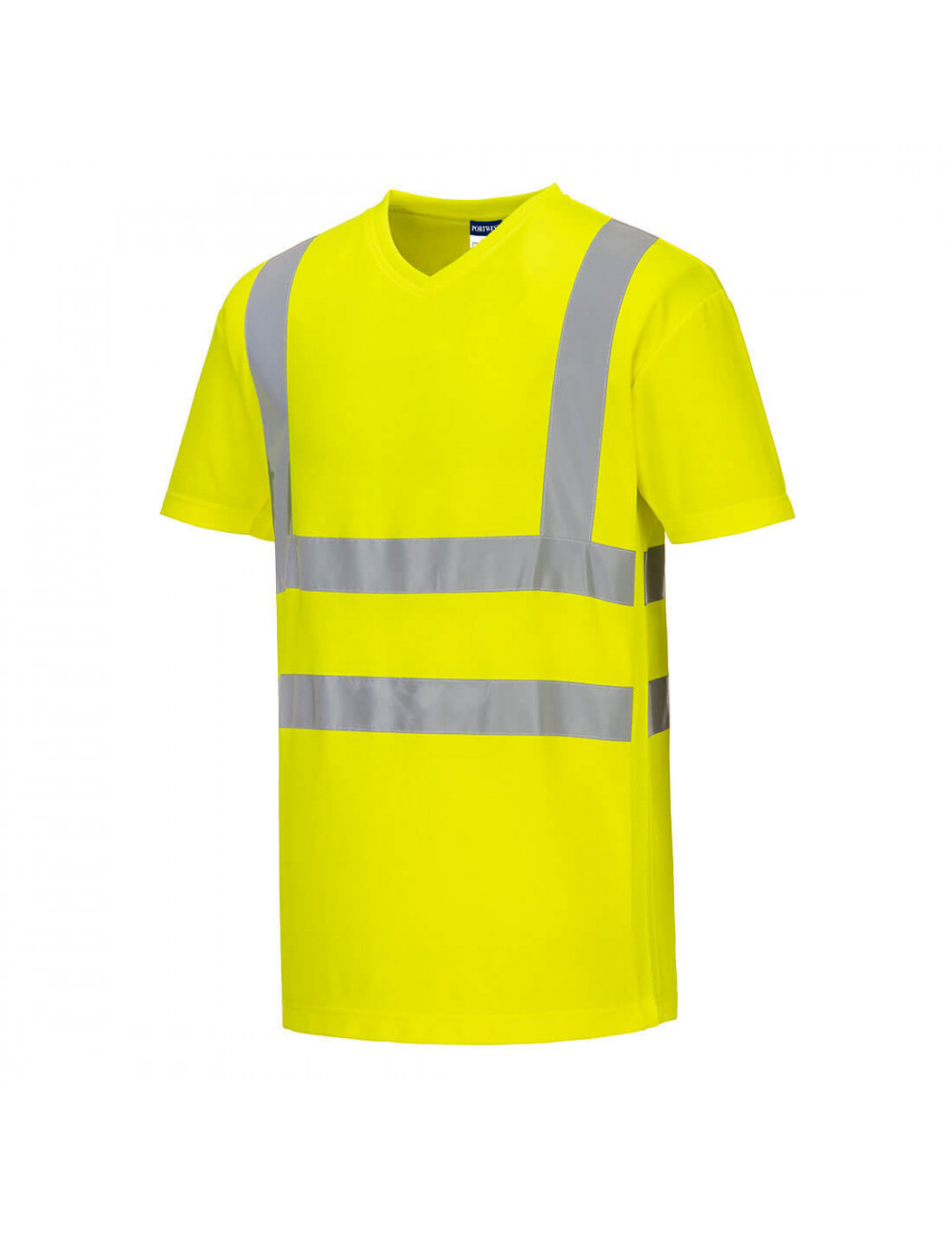 T-shirt w serek ze wstawkami z siatki żółty Portwest