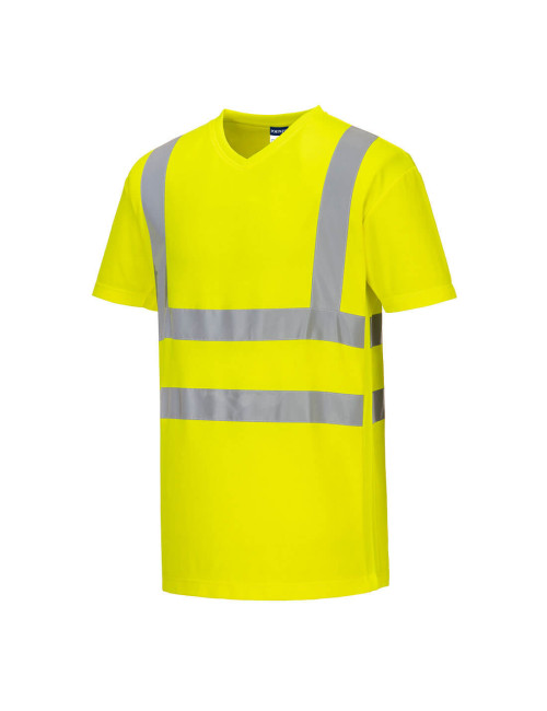 V-neck t-shirt with mesh inserts yellow Portwest